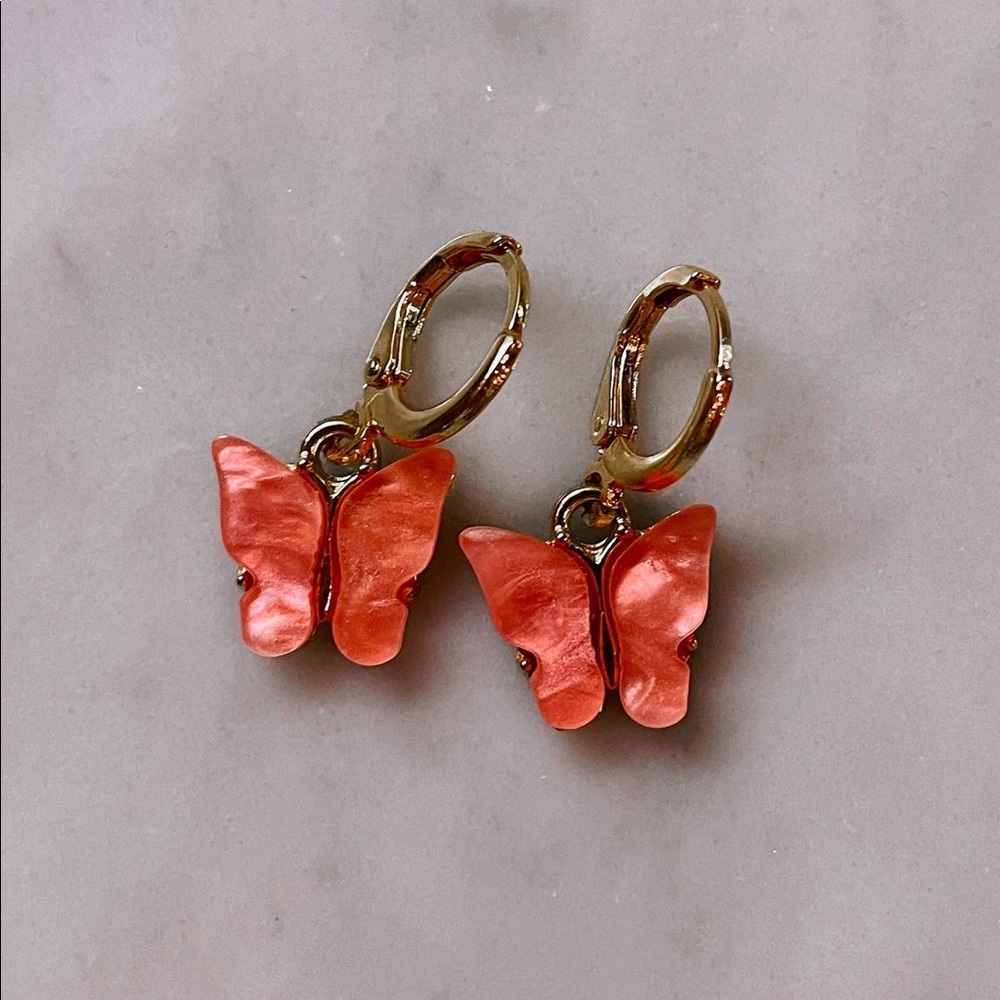 Butterfly Earrings Black, White, Pink, Blue, Red, Purple, Green, Yellow - Picture 14 of 15